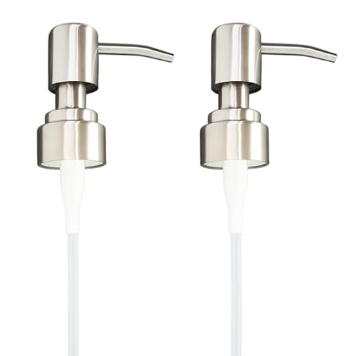 2 PCS Seifenspender Pumpkopf aus Edelstahl, Wiederverwendbare Ersatz-Pumpspender & Dosierpumpe für Standardflaschen (26–28 mm), Ideal für Küche, Bad, Seifenspender & Pumpe