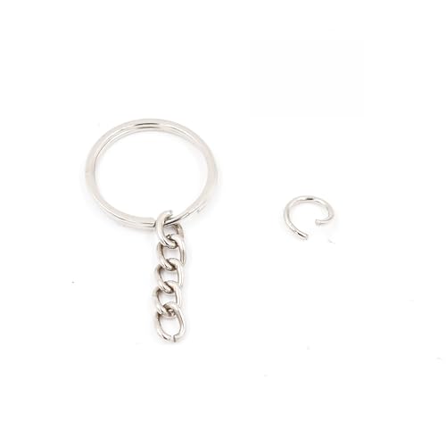 Image of IVEI DIY Keychain Rings with Open Jump Rings for Craft | Metal Split Keyring of 25mm | Set of 100 for Jewlery, Charms and Purse Making | Craft Essentials for Small Businesses (Keychain Rings Set 100)