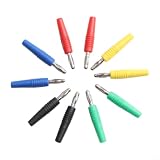 Hoppipola 10 Stück 3mm Bananenstecker Vergoldet Löttyp für Elektrische Prüfgeräte und DIY Elektronik Gelb Grün Blau Schwarz