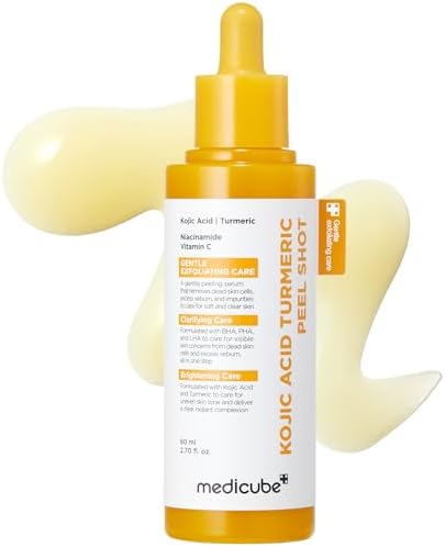 medicube Peel Shot with Kojic Acid Turmeric | Reset in One Step | Gentle Exfoliating Serum with BHA, LHA, PHA for Dead Skin Cells, Blackheads, Excess Sebum | For Dull, Rough, Troubled Skin | 2.7 fl.oz