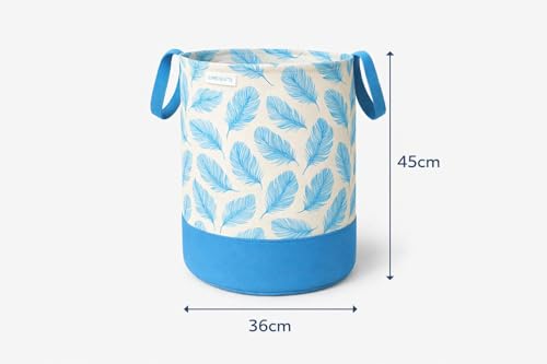 Image of UNICRAFT Leaf Design Laundry Bag 45L | Foldable Fabric Laundry Basket with Handles | Printed Storage Organizer for Clothes, Toys & Home Use (Maroon & Blue, Pack of 2)