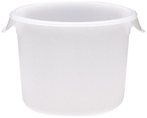 Rubbermaid Commercial Products Plastic Round Food Storage Container with Handle, 6 Quart, White, High Temperature Range Food Organization for Wet/Dry Food in Kitchen/Restaurants/Cafeteria, Pack of 12
