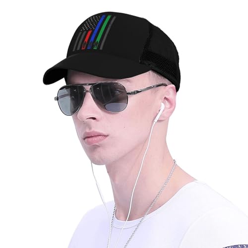 U Thin Blue Red Green Line Mesh Baseball Cap - Classic Adjustable Peaked Cap, Trucker Hat for Men and Women4