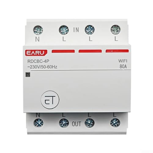 Disyuntores domésticos con interruptor WiFi inteligente 3P+N, control por voz, temporizador de encendido/apagado, carril DIN de 18 mm, control remoto de EweLink(80A)