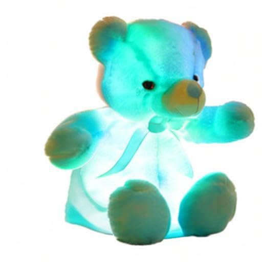 elfishgo Creative Light Up LED Inductive Teddy Bear Stuffed Animals Plush Toy Colorful Glowing Teddy Bear, 20- Inch(Blue)