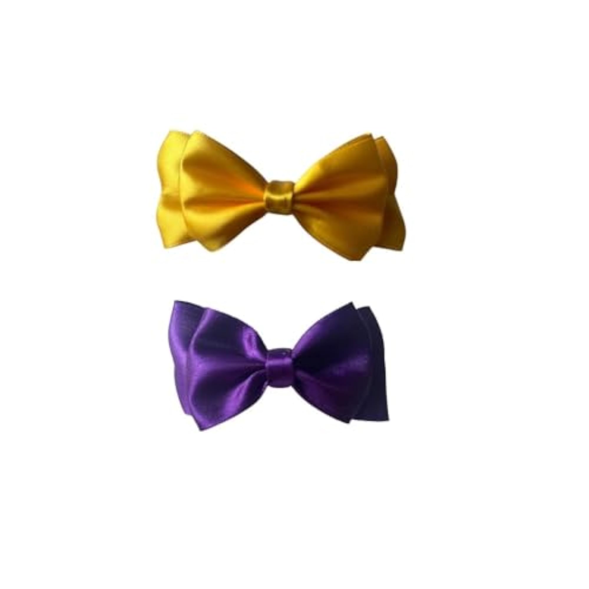 Charming Satin Bow Hair Clip Pack of 2, Yellow and Purple