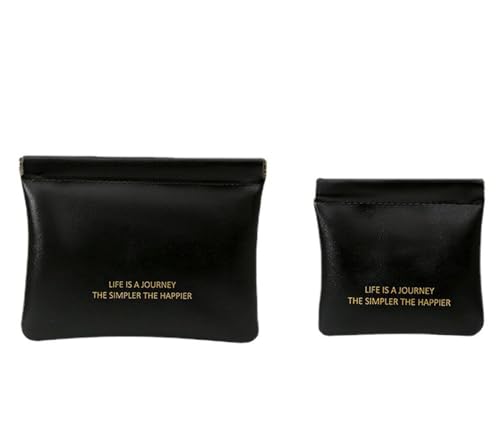 Bombinate 【2パック】 小物収納ポーチバネ口ポーチ ミニポーチ 小さめ 可愛い メイクポーチ 持ち運び 化粧ポーチ 人気 生理用品 ポーチ ナプキン入れ ポーチ 小学生 リップポーチランキング (ブラック)