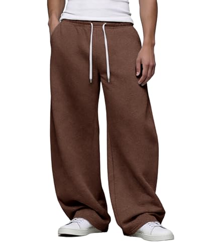 Image of Susclude Mens Lightweight Baggy Sweatpants Wide Leg Gym Lounge with Pockets | Wide Leg, Premium Cotton Blend, Inner /Outer Drawstring, 3 Pockets, Y2K Oversized, Breathable for Gym Lounge All Seasons