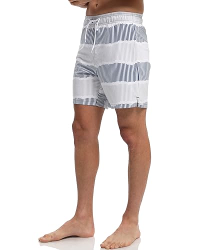 Mens Swim Trunks Compression Liner No Mesh Swimming Trunks Men Swimwear Quick Dry Above Knee Zipper Pocket Swim Shorts — view 4