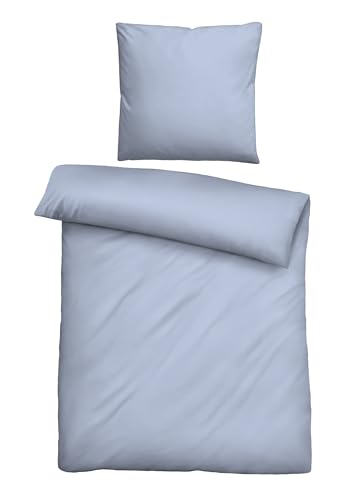 biberna Premium Tencel Bettwäsche Garnitur 135x200 cm blau | 100% Lyocell | pflegeleicht weich glatt temperaturregulierend | Reißverschluss | Sommerbettwäsche aus Eukalyptus | Uni | Modell 0470500
