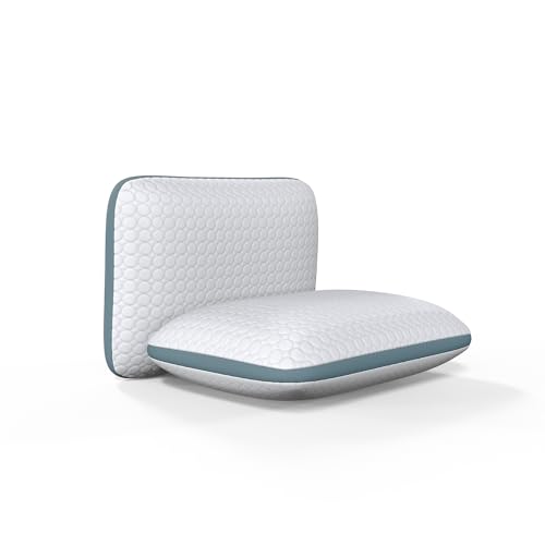 HOME STILL Quilted Bed Pillow 2-Pack - 50x70x10 cm - Blue Stripe, Hotel-Style Comfort - Soft Microfibre with Air Mesh Climatic Band - Breathable, Durable Zipper, Machine Wash & Dryer Safe