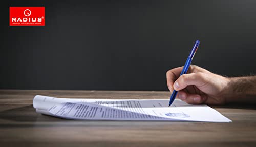 Radius O-Second Blue Gel Pens, Retractable Medium Point 0.7Mm With German Liquid Blue Ink For Smooth Writing, Comfort Grip & Stainless Steel Tip, Office & School Supplies, 12 Pack #TOP4