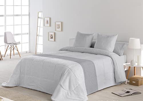Dhestia Home - Edredón Sherpa Nórdico con Borreguillo Heat Gris Cama 150/160
