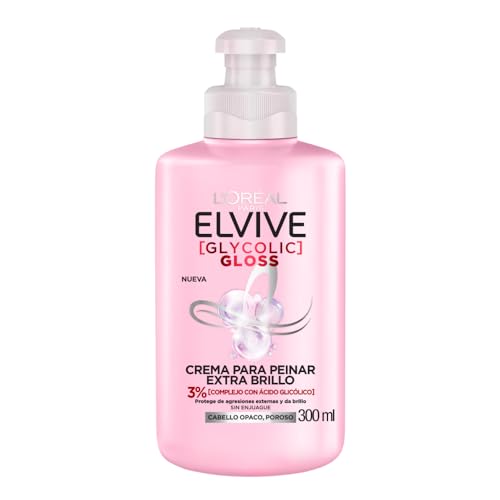 Opiniones de Losiones que Puedes Comprar On-line. 47 L'Oréal Paris Elvive Crema Glycolic Gloss para Peinar, con Ácido Glicólico, 300 Ml, 1 unidad