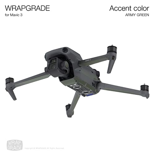 Image of WRAPGRADE Partial Skin Stickers for DJI Mavic 3 Pro Accent Color (Army Green)