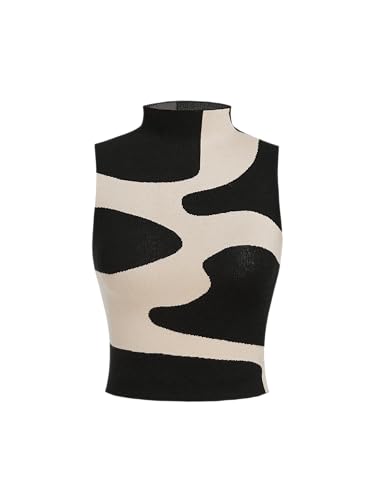 CIDER Knitted Zebra Stripe Sleeveless Crop Top