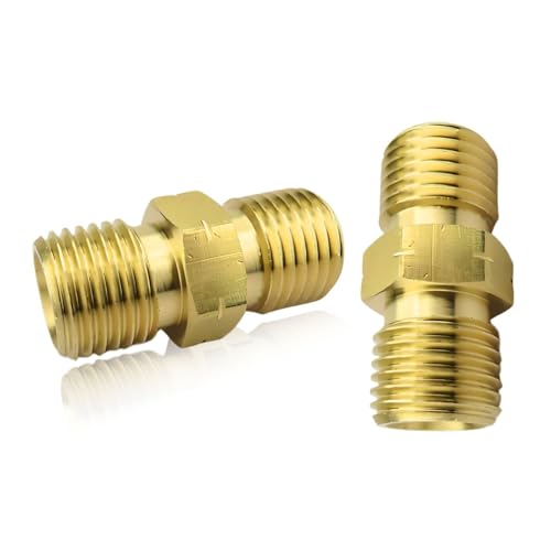 Lyivisk 2 Stück Gasschlauch Gas Adapter Gasschlauch Verbinder 1/4’’ AG Kupplung Schlauch Messing Doppelnippel Gas Schnellkupplung für Klimaanlagen Solaranlagen Sanitär