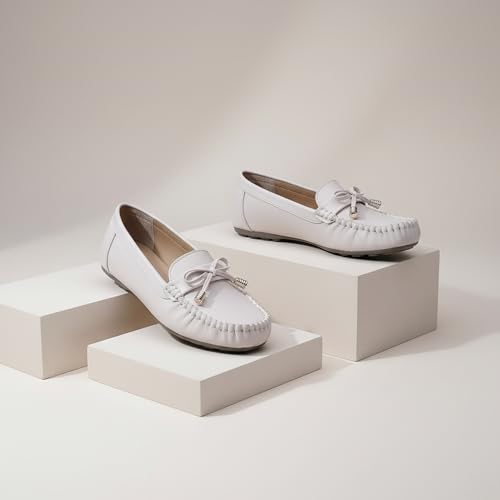 Image of Pluxh Women's Bow Detail Ballet Flats | Soft Cushioned Comfort Shoes | Lightweight Slip-On Footwear | Flexible Anti-Slip Sole | Office Flats