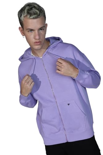 Image of Hubberholme Men Purple Cotton Long Sleeves Regular Hood Sweatshirts HHMSSW23002
