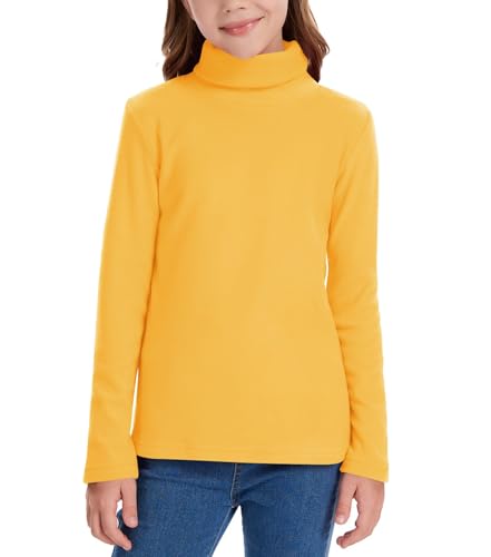 QBK Girls' Long Sleeve Turtleneck T-Shirt Kids Basic High Neck Casual Trendy Soft Base Layer Tee Tops(4t-12Years)