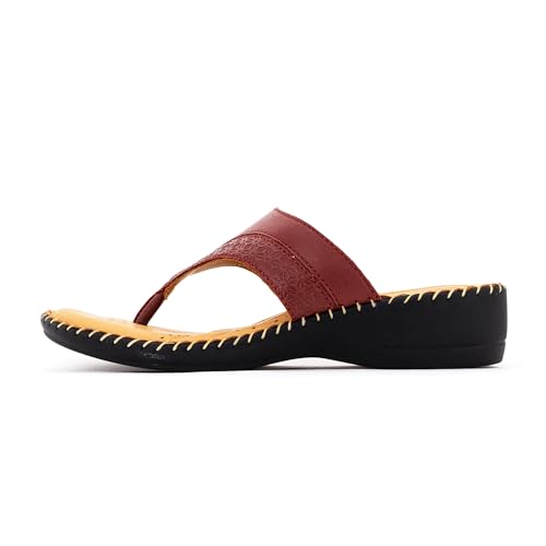 Image of Khadim's Softouch Leather Wedge Heel Slip On Sandal for Women