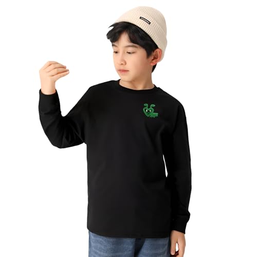 Boy Long Sleeve T-Shirt Cool Cute Glasses Animal Ant Embroidery Cotton O-Neck Straight Child Spring Solid T-Shirt