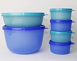  TUPPERWARE TW Kühlschrank Clarissa 2L Dunkelblau +1L Türkis + Julchen 4X 200ml Dunkelblau, Türkis + Mehlschaufel Weiß