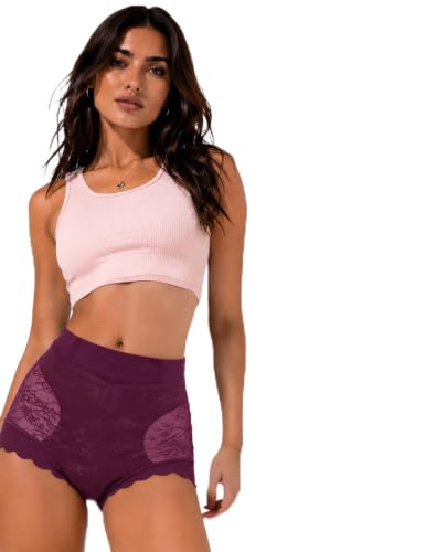 Image of PINQ POLKA Tummy Tucker High Waist Shaper Brief Panty Women, Underneath Belly Fat Control Shapewear All Weather, Breathable Lace