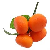 Yuanpgky Decoración realista de naranjas artificiales para exhibición de cocina, restaurante, accesorios de espuma realista de mandarina en color naranja, opciones de 3/5/6 cabezas (5 cabezas)