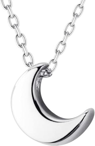 Collier en argent pour femmes S925 anti-allergie avec pendentif de lune