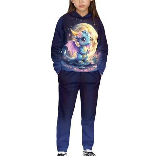 Xpyiqun Tracksuits Hooded Sweatshirt for Girls 2 Piece Outfits Size 5-12Y Graphic Hoodies and Sweatpant Sets