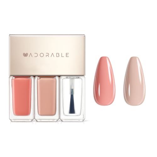 Pluchke Peel-Off Vegan Nail Polish 3pc Set – Peach & Pale Peach + Clear Top Coat | Halal, Water-Based, Breathable, Non-Toxic, 0.51 fl oz