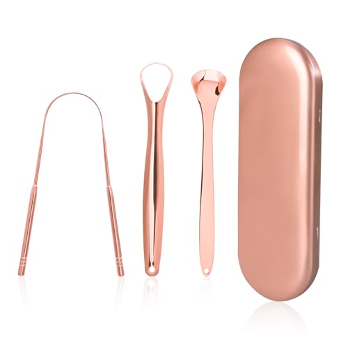 Yesaler Raspador de lengua Limpiador de Lengua de Acero Inoxidable con Caja 3 Pieces para Limpiando la Boca Contra La Halitosis