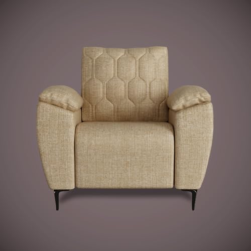 Image of Centuary Sleepables Modena Premium Sofa|Classy Quilted Suede Fabric Upholstery|Fiber-Filled Back Cushion|Wide Plush Fibrefilled Armrests|Ergonomic Lumbar Support |Warm Beige|3 Years Warranty