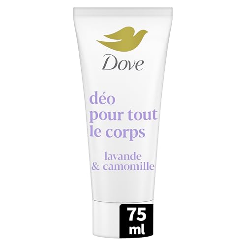 Dove - Déodorant pour Tout le Corps - Crème - Lavande & Camomille - Anti Odeurs et Traces Blanches 72h - Conçu pour les Peaux Sensibles - 75ml