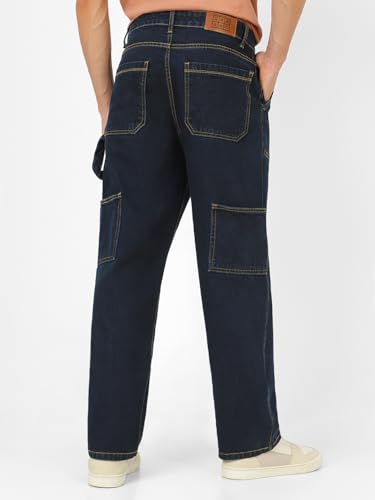 Image of Urbano Fashion Men's Loose Mid Rise Baggy Fit Cargo Carpenter Jeans with 6 Pockets Non-Stretchable