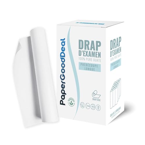 12 Rouleaux – Drap d’Examen Papier Médical 70 cm – Prédécoupe Longue 1,90 m – Grande Largeur – 30 Formats x – Table Massage, Kinésithérapie, Ostéopathe, Cabinet Médical