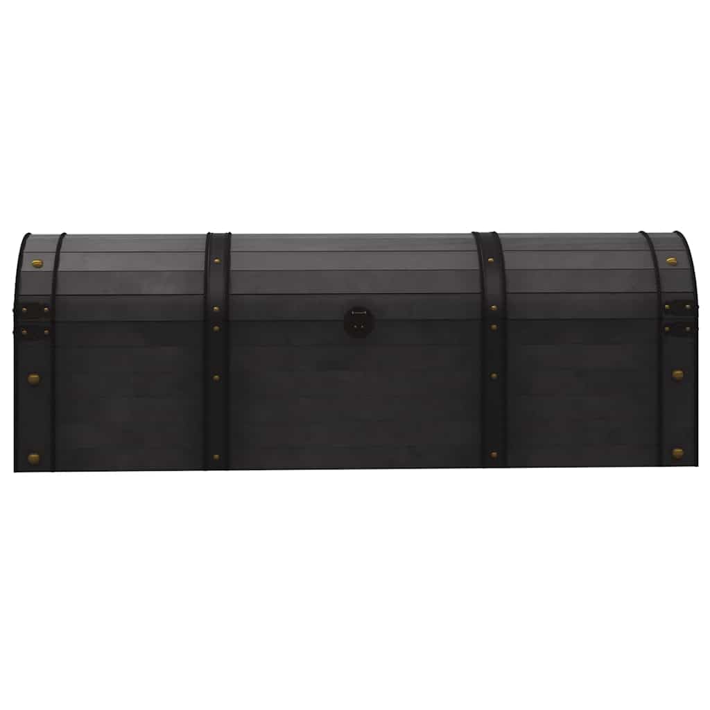 Baule in Legno Massello Vintage 120x30x40 cm Nero