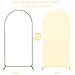 Set of 2 Wedding Arch Cover 2-Sided Round Top Spandex Fitted Arch Backdrop Cover for Birthday Party Baby Shower Wedding Arch Stand Decor（7.2FT, 6FT, Beige）