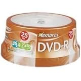 memorex dvd-r 100 pack  Memorex, Dvd R, lot de 25, disque d\'écriture une fois, 16x, 4,7 Go, 2000 photos, 120 min en mode SP