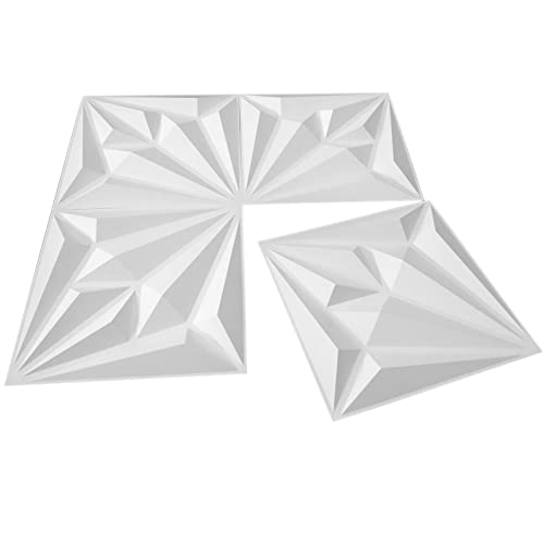 Art3D White Textures 3D Wall Panels Sheets Diamond Design For Iinterior Wall Décor(12 Tiles 32 Sq Ft) #TOP3