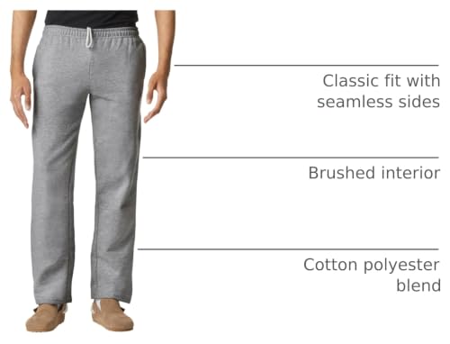 Gildan Adult Fleece Open Bottom Sweatpants with Pockets, Style G18300, Sport Grey, Small - image 4