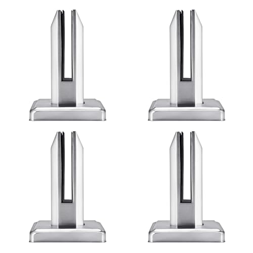 4 Piezas Abrazadera de Vidrio de Acero Inoxidable, Soporte de Abrazadera de Vidrio Para Vidrio de 8-12 mm/0,3-0,5' Cristal, Para de Piscina Barandilla de Escalera Balaustrada Balcón Valla (Plata)