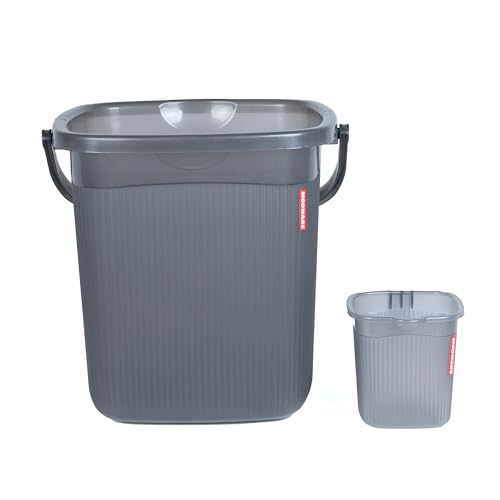 Image of MODWARE Plastic Bucket with Mug Set, 20L Transparent Bucket with 1 Litre Mug, Durable Lightweight Bathroom Set (Grey, 20L)