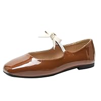 Onsoyours Mary Jane Chaussures Femme Vernis Plat - Bride Cheville Avec Boucle Bout Rond Confort