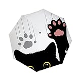Umbrella Black Cat Windproof Travel Umbrella for Rain,Sun Lightweight and Portable Auto Open Close Umbrellas