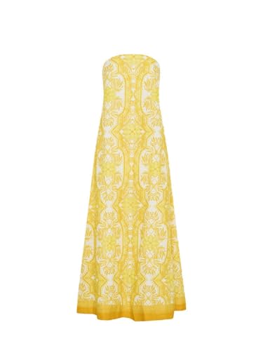 Image of Women Floral Print Maxi Tube Dress Strapless Flowy Long Bandeau Dress Y2K Open Back Sundress Summer Beachwear