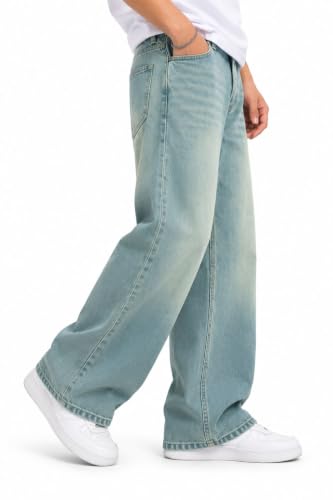 Generic THE BB ERA CLOTHING Men's Wide Leg Jeans, Blue - Image 3