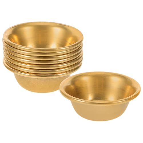 FUTUREORYY Lot de 8 bols à eau miniatures en cuivre - Décoration bouddhiste - Gobelets à eau bénite - Bols sacrifices - Bol rituel sacré - Petits bols en laiton doré