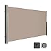 LARMNEE Toldo Lateral, Toldo Retráctil con Fijación al Suelo, 160 x 350 cm, Pantalla para Privacidad, Parasol, Resistente al Viento, Toldo Lateral para Balconesy Terrazas, Taupe ETP1635BP02
